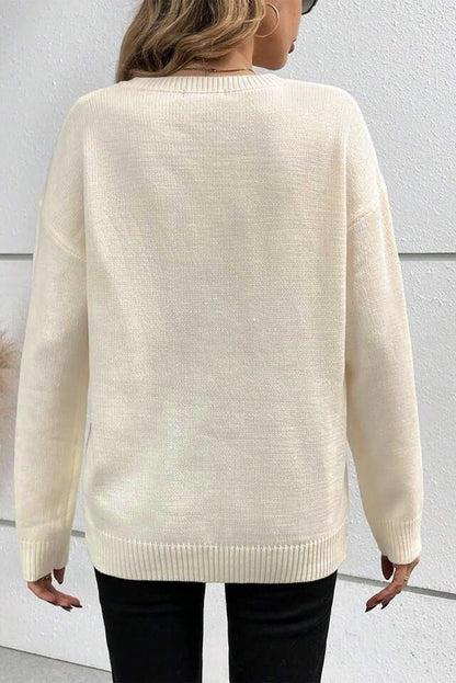 Apricot boo strickmuster gerippter rand drop shoulder pullover