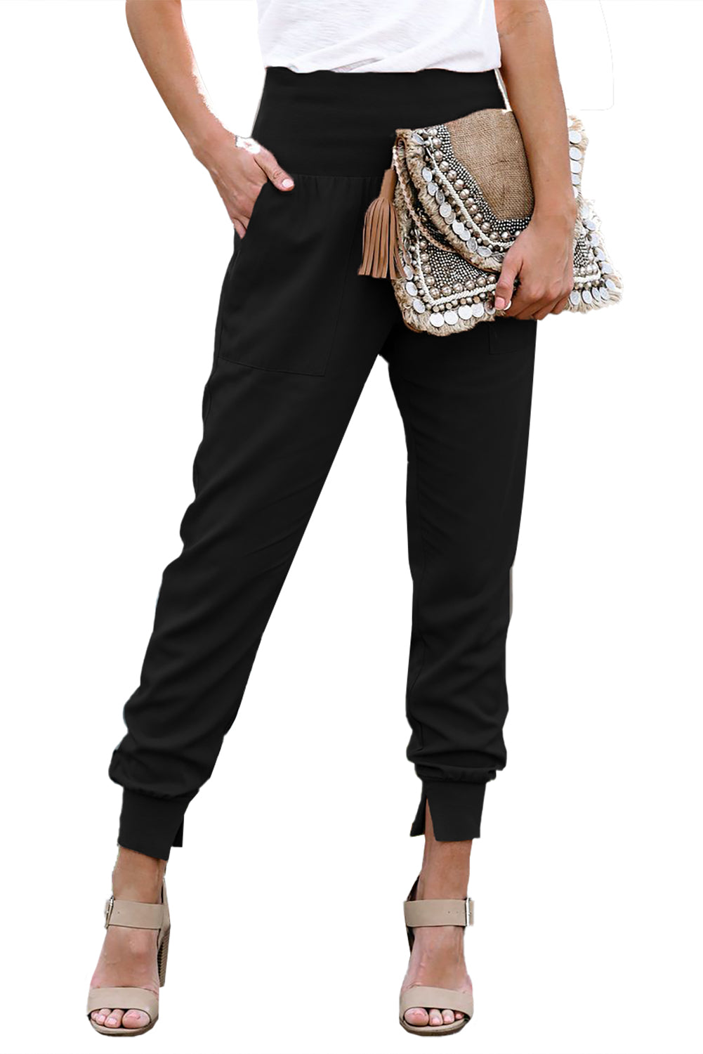 Schwarze pocketed casual jogger