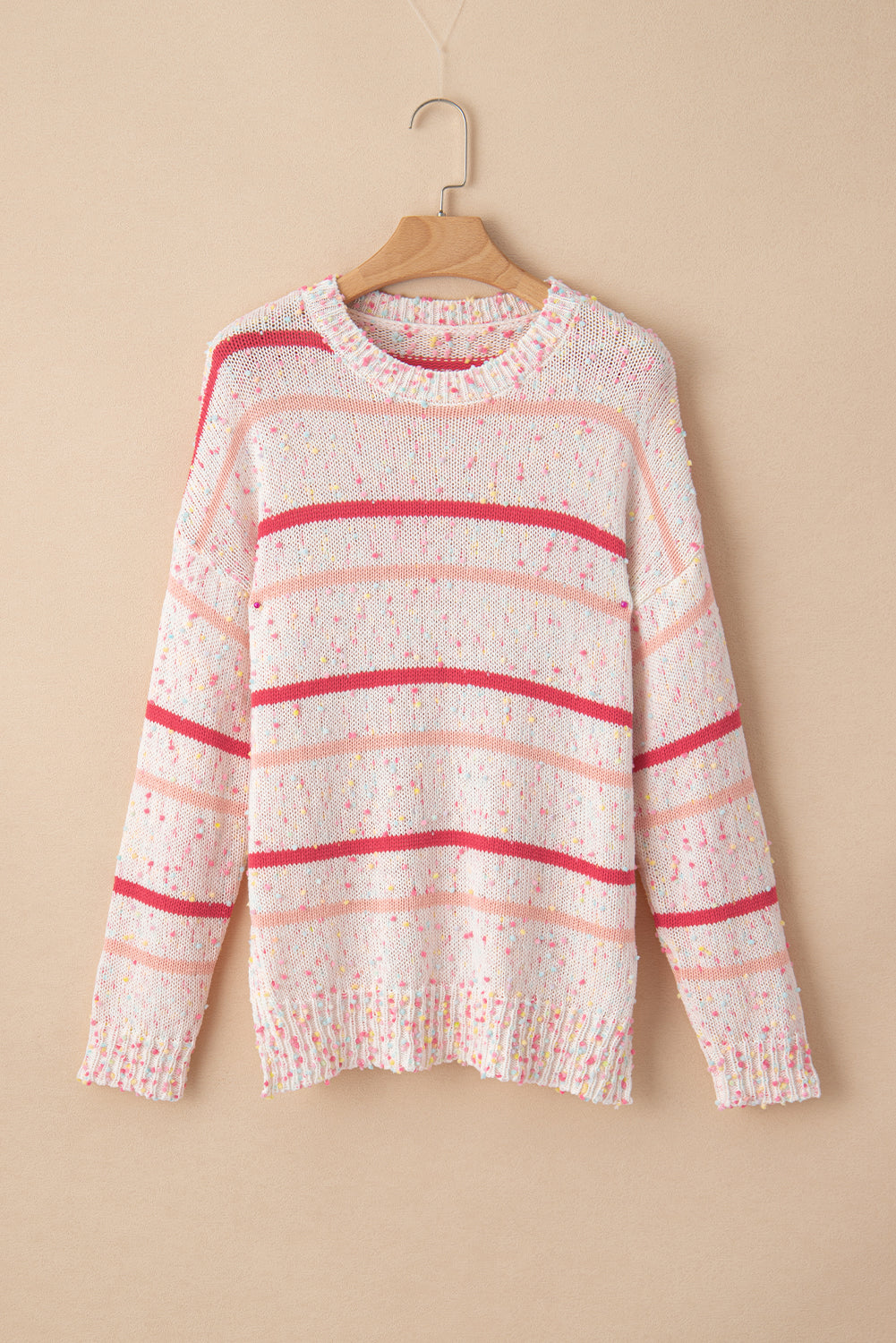 Rosa gestreifter konfetti-strickpullover