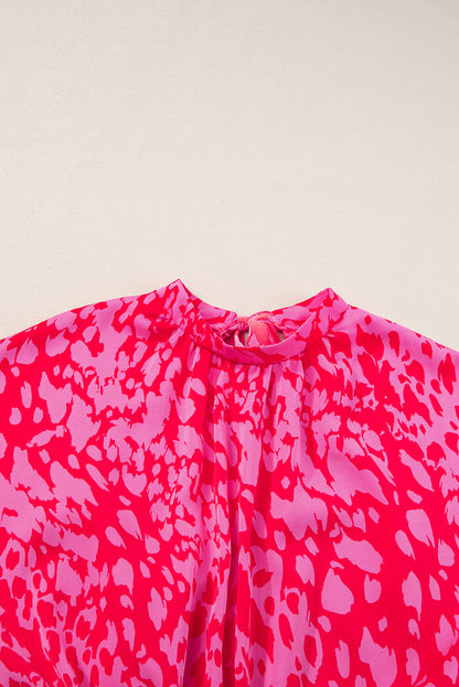 Rose leopard lose ärmel gürtel mit weitem bein jumpsuit