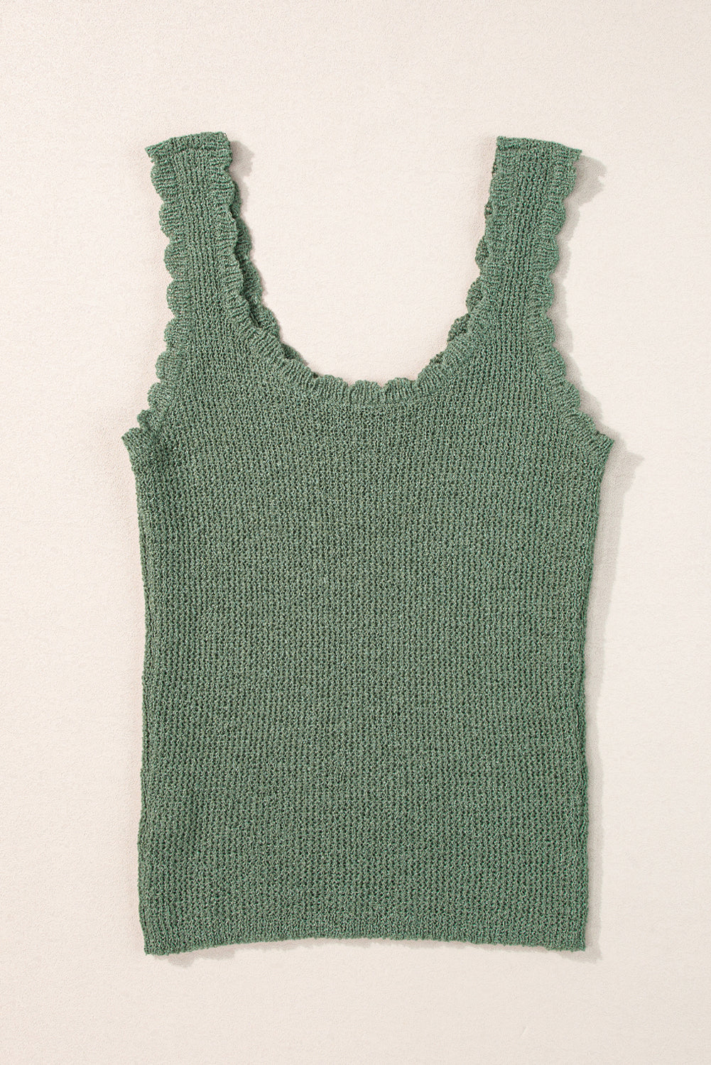 Mist green u neck scallop trim sweater vest
