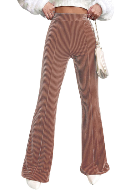 Staubrosa uni-hose mit hoher taille und ausgestellter kordhose