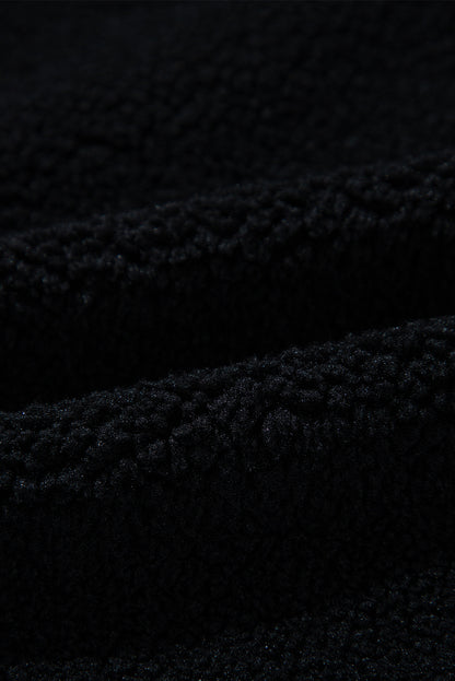 Schwarze sherpa stehkragen jacke weste