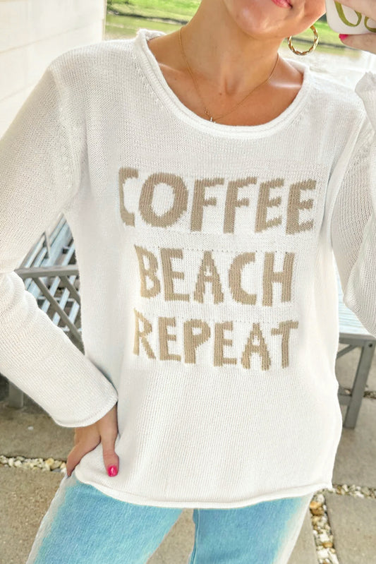 Weißer coffee beach repeat grafik-pullover
