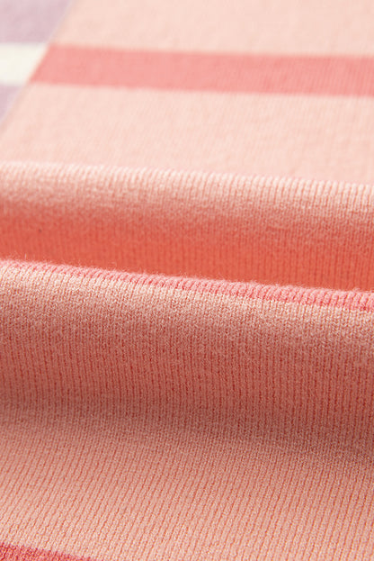 Rosa gestreifter colorblock-pullover in übergröße