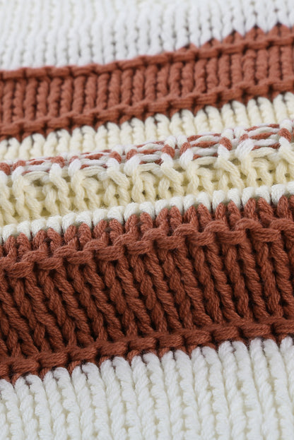 Pullover mit v-ausschnitt und gestrickten laternenärmeln