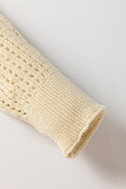 Aprikosenfarbener pullover mit offenem strickband und ärmeln