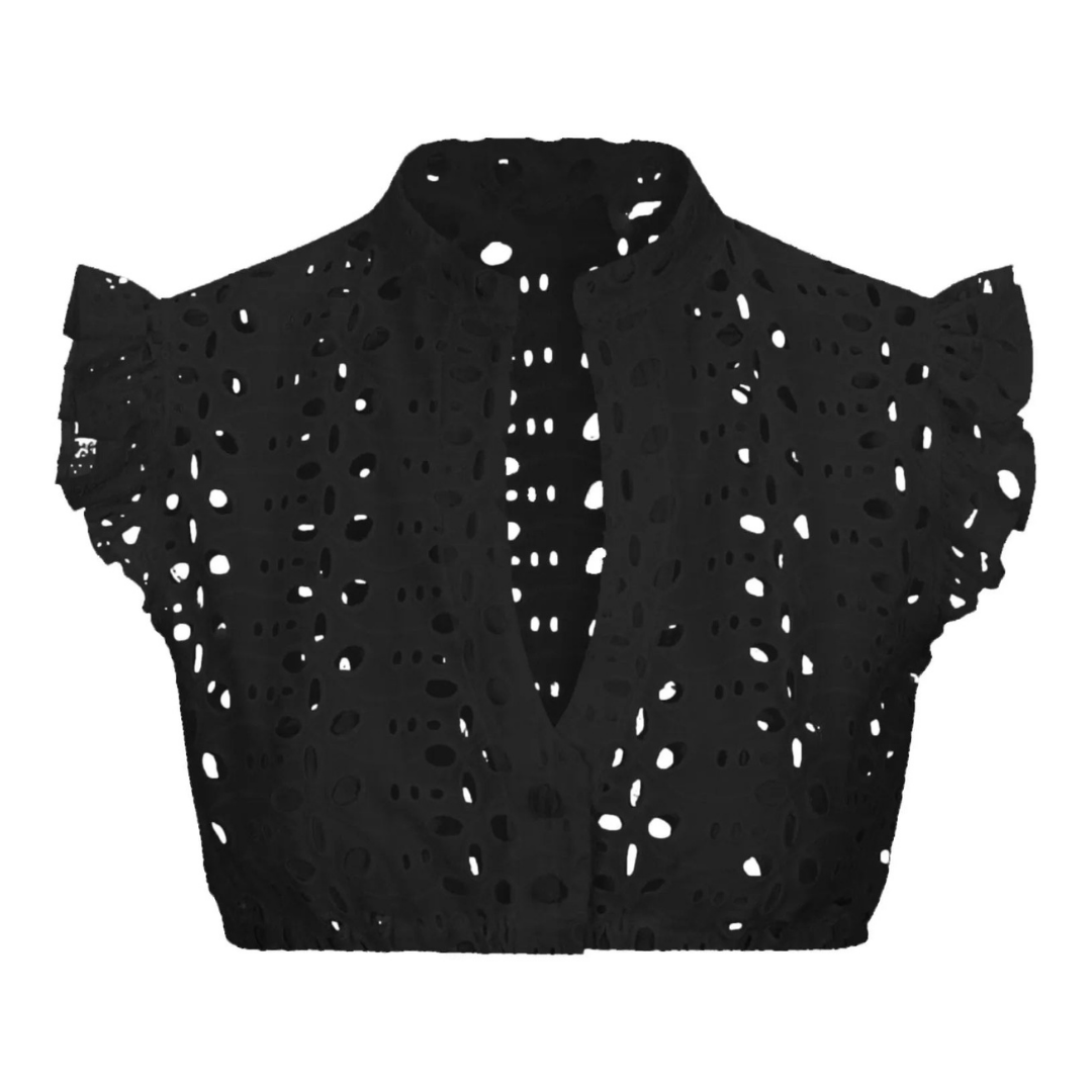 Bellamy | dirndl bluse mit stehkragen und lochstickerei für frauen