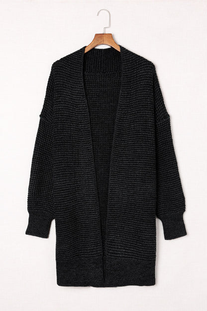 Schwarz karierter strickcardigan mit offener vorderseite