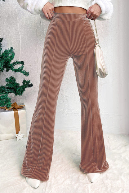 Staubrosa uni-hose mit hoher taille und ausgestellter kordhose