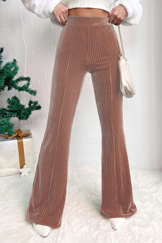 Staubrosa uni-hose mit hoher taille und ausgestellter kordhose