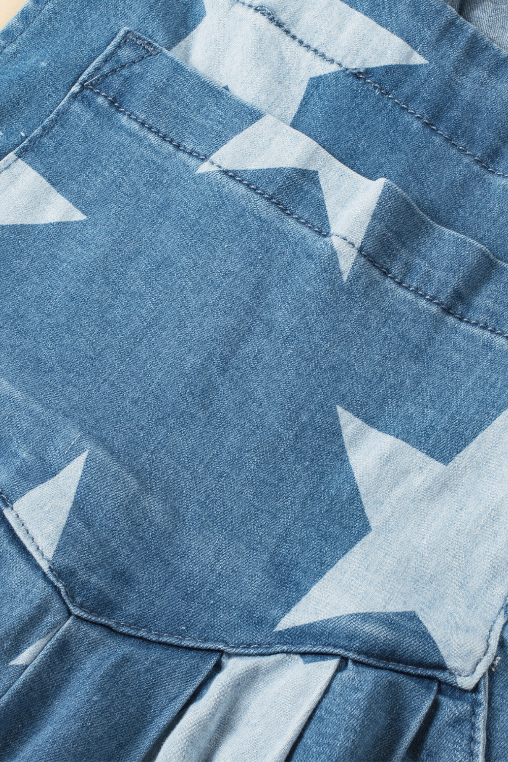 Star print geknöpftes band falte weites bein denim overall