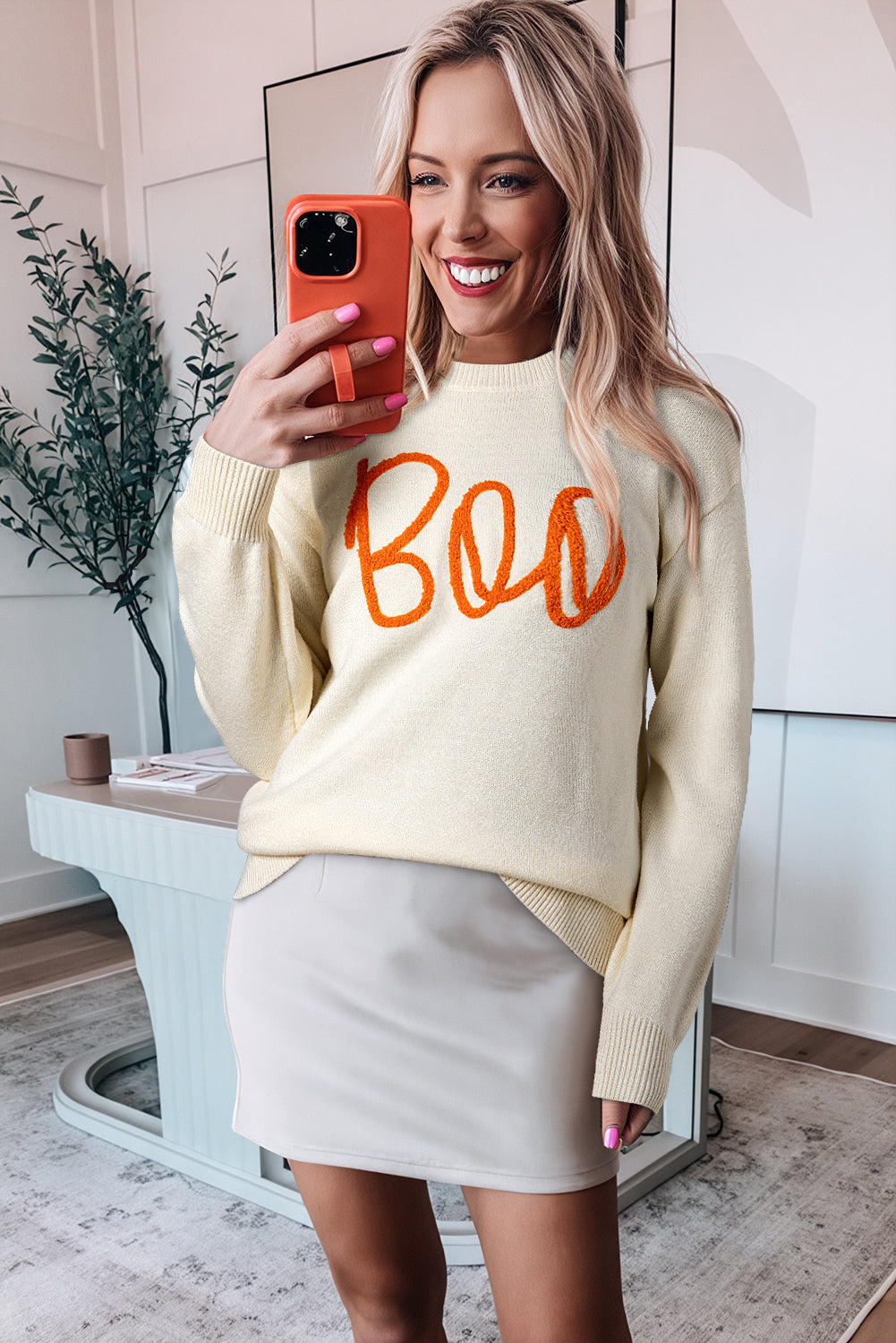 Apricot boo strickmuster gerippter rand drop shoulder pullover