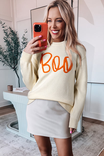 Apricot boo strickmuster gerippter rand drop shoulder pullover