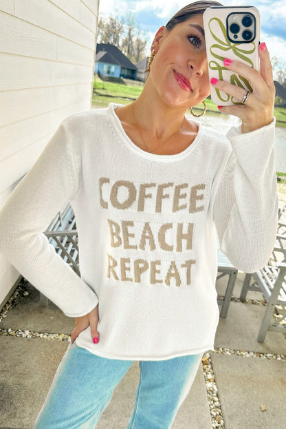 Weißer coffee beach repeat grafik-pullover