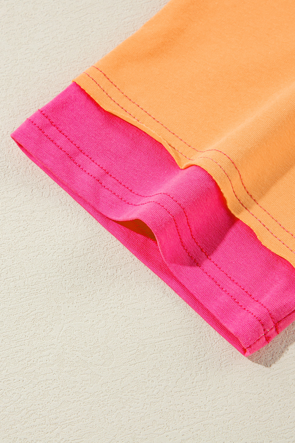 Rosa farbe blocknaht ärmel rundhalsausschnitt oversize top