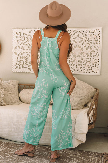 Moonlight jade bedruckter latz overall mit weitem bein