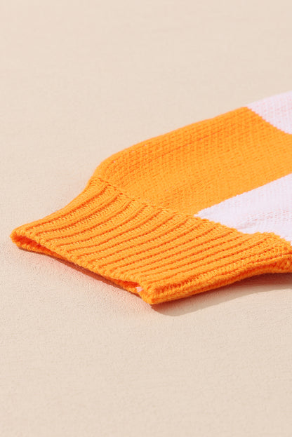 Orange karierter pullover mit läuferärmeln