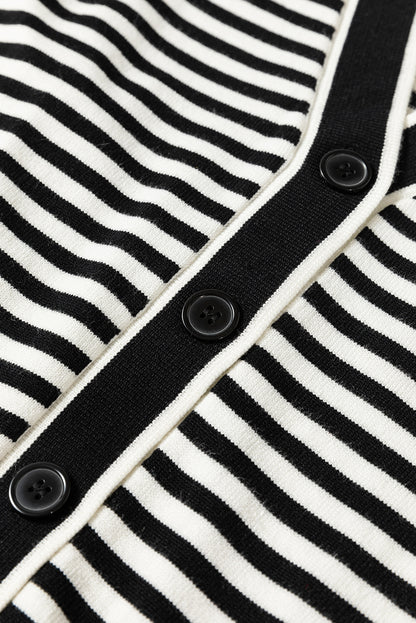 Schwarz gestreifte langarm-tunika-strickjacke