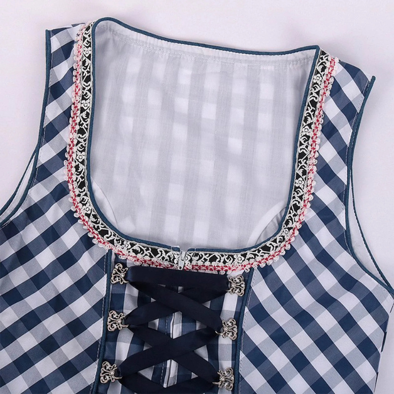 Meadow | dirndl kleid mit karomuster und kontrastschürze für frauen