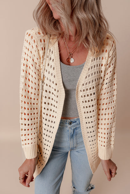 Aprikosenfarbener, offen gestrickter duster cardigan