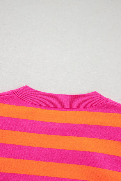 Rose stripe schulterpolster rundhals-pullover