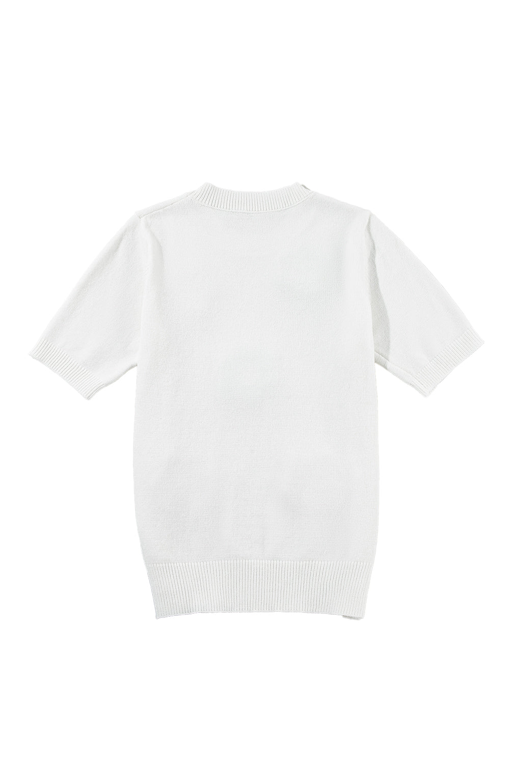 Weißer kurzarm-pullover mit niedlichen blumenapplikationen