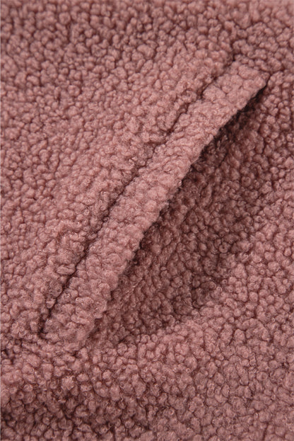 Rosa sherpa patchwork spitze elastische manschette zip up jacke