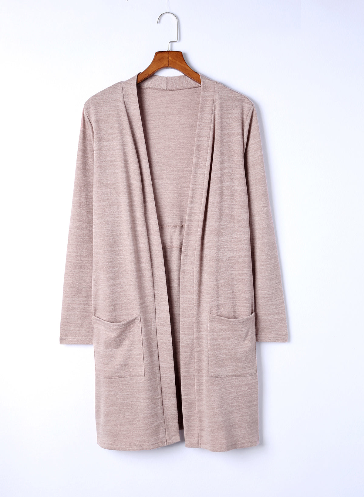 Rosa tunika mit offener vorderseite strickjacke mit taschen