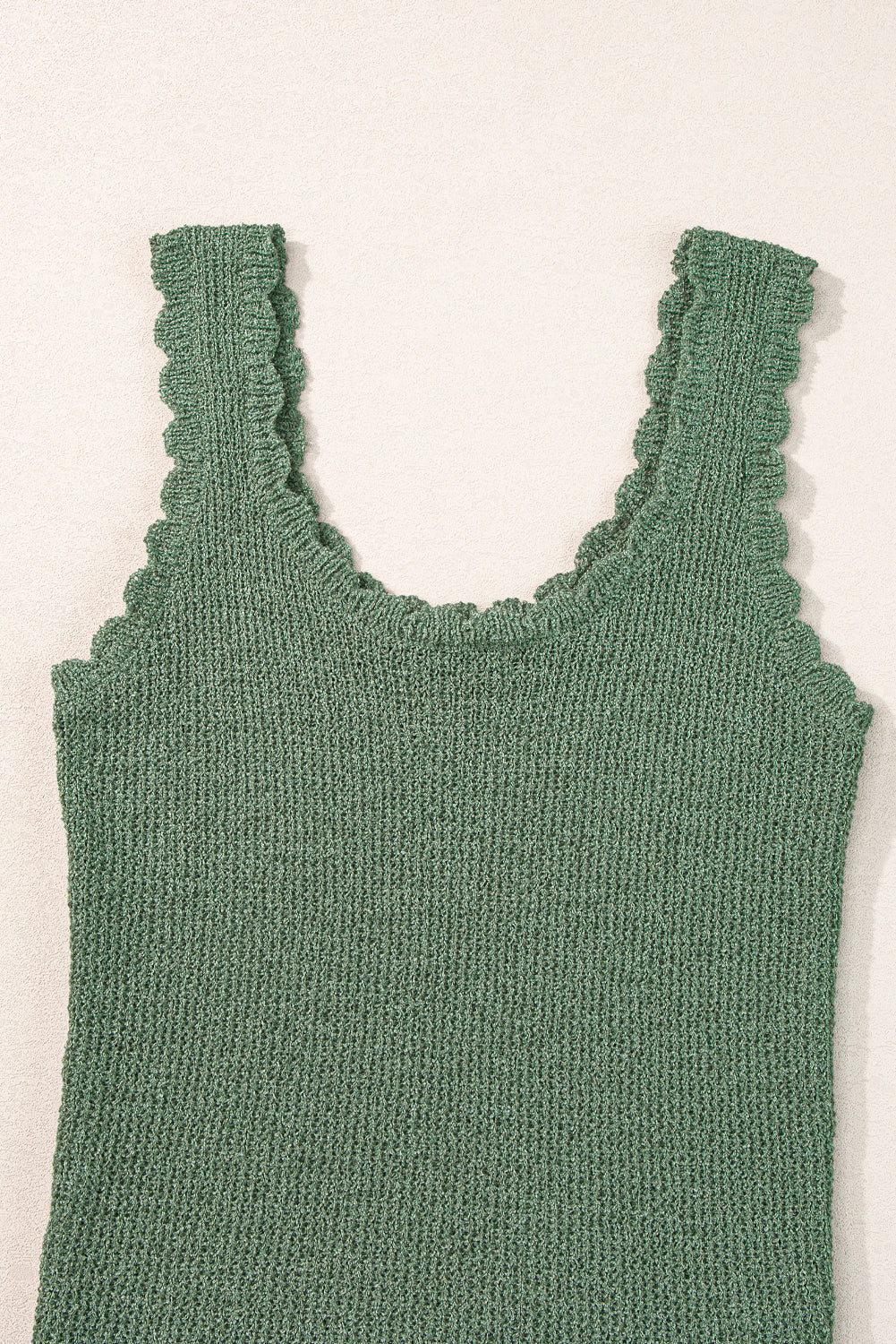 Mist green u neck scallop trim sweater vest