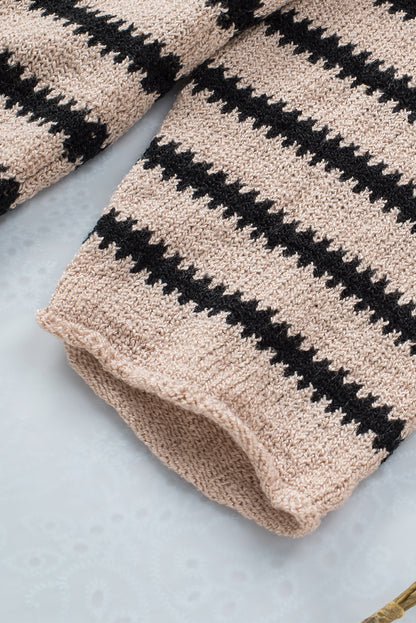 Streifendruck überschnittene schultern pullover mit lockeren ärmeln