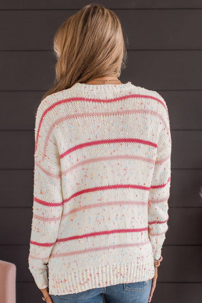 Rosa gestreifter konfetti-strickpullover