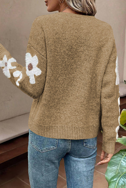 Jet stream flower sleeve drop shoulder pullover