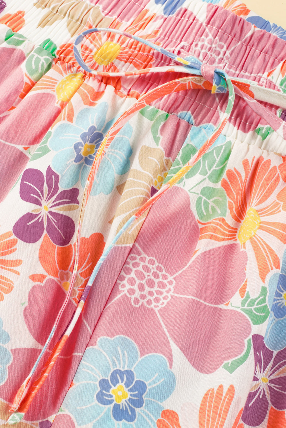 Rosa floral smocked taille lose hose