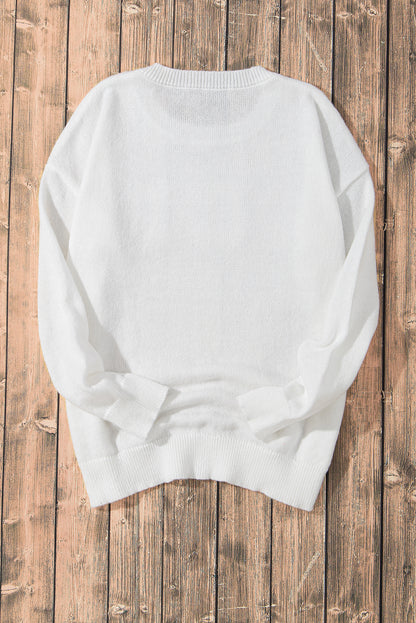 Weißer xoxo glitter print rundhalsausschnitt casual pullover