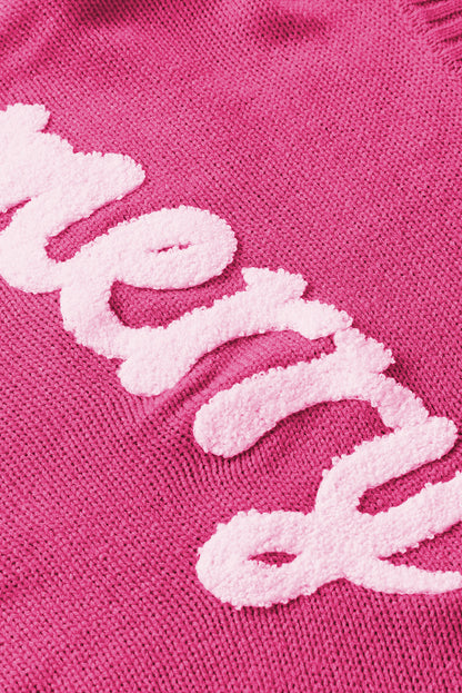 Rose merry letter gestickter pullover mit hohem ausschnitt