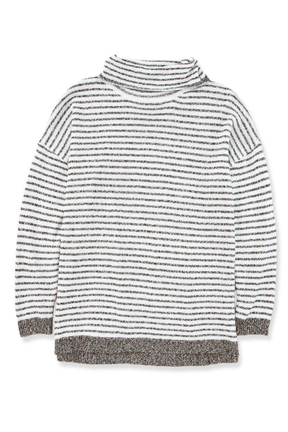 Khaki gestreifter rollkragenpullover lose pullover