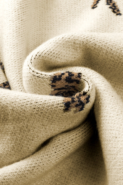 Pergament lebendiger geparden-print pullover mit hohem ausschnitt und geteiltem saum