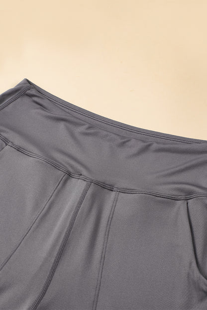 Mittelgraue jogginghose mit hoher taille und offener naht