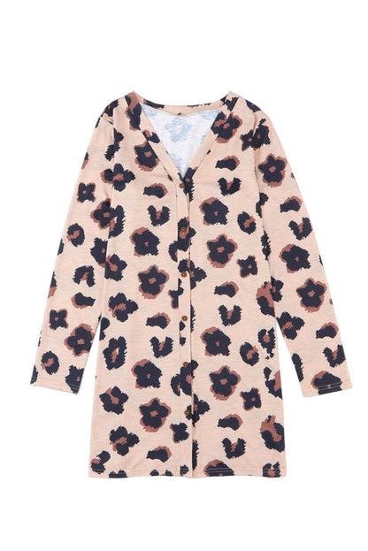 Leopardenmuster cardigan mit offener vorderseite