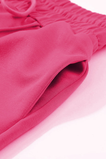 Rose rot frottee strick kordelzug gesmokte taille weites bein sweatpants