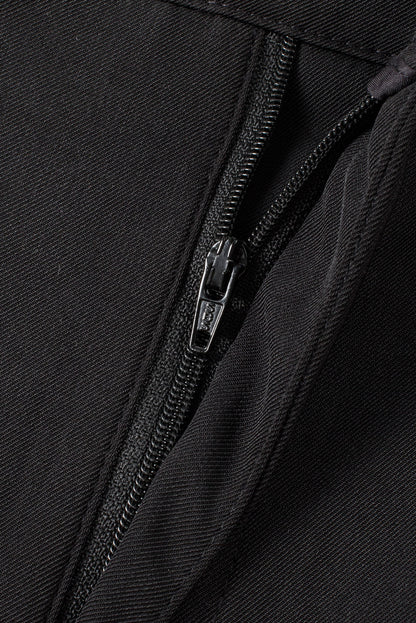 Schwarze plissierte elegante hose mit weitem bein