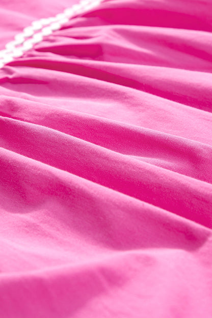 Erdbeerrosa ric rac colorblock flatterärmel v-ausschnitt ringelkleid