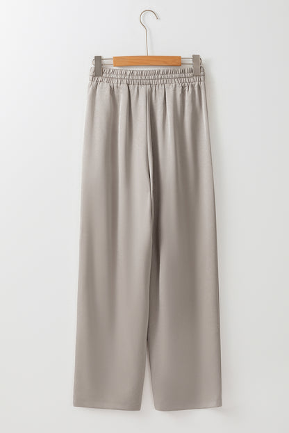 Jet stream solid plissee-hose mit hoher taille und weitem bein