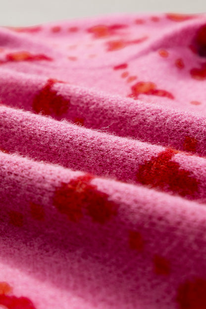 Rosa kurzarm-pullover mit schleifendruck