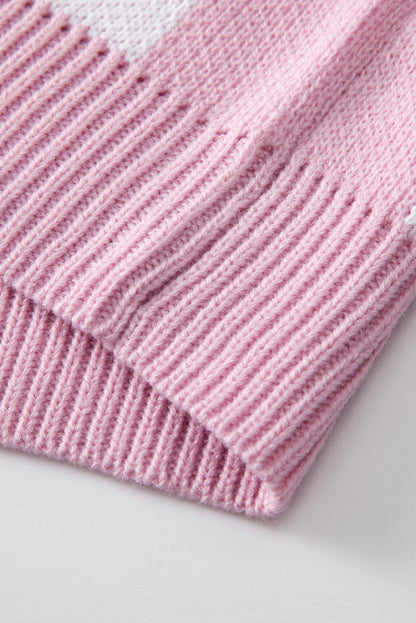 Rosa karierter pullover mit läuferärmeln