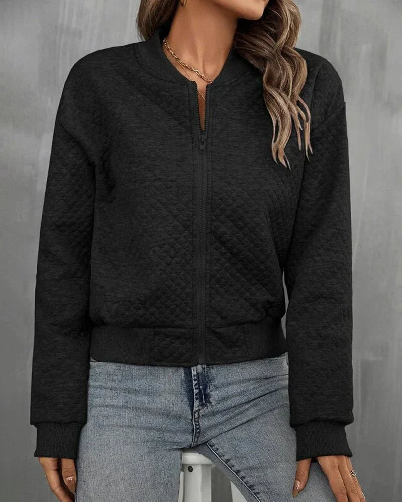 Strickjacke mit langen ärmeln und reißverschluss – damen