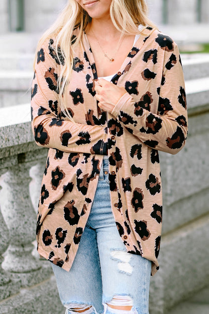 Leopardenmuster cardigan mit offener vorderseite