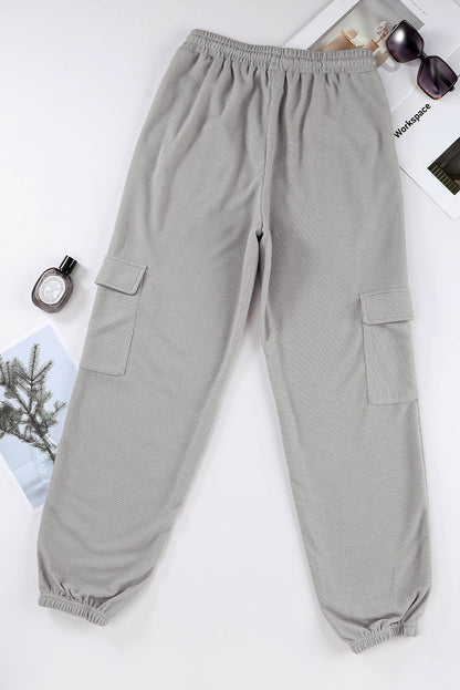 Graue waffelstruktur cargo-taschen-jogger-hose