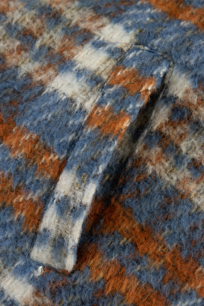 Zimtfarbener karodruck brusttaschen umlegekragen sakko
